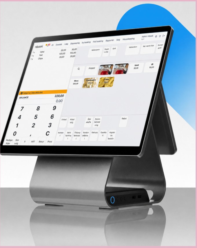 hBook kassesystem på en POS-terminal